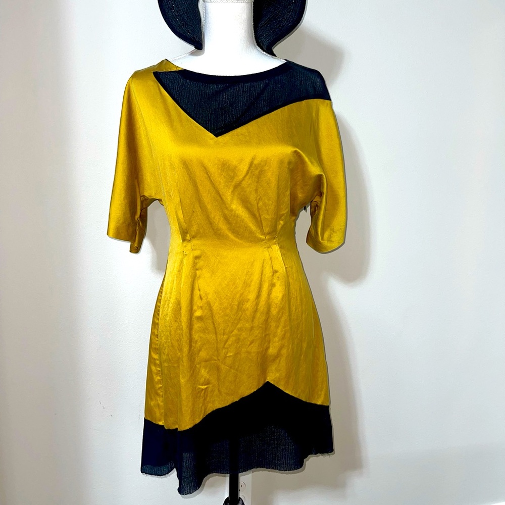 Incredible silk lace abstract 90s slip dress indie Portland brand Isaac Hers